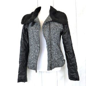 Black and White Moto Jacket Guess Vintage 90's Style  Wool Blend.......325